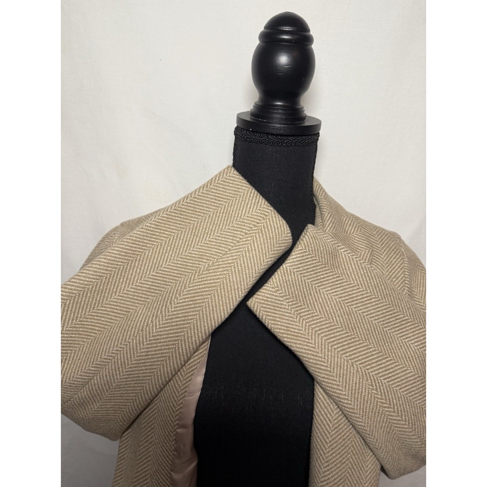 Chouyatou Blazer Jackets Womens Medium Tan Herringbone Long Sleeve Open Front - Picture 10 of 14
